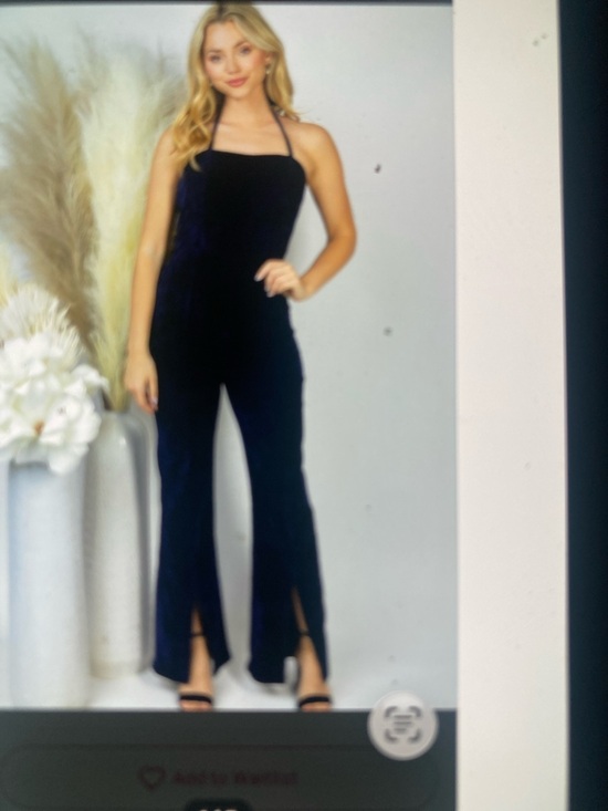 White birch Pants - Velvet Halter Jumpsuit in Deep Navy size XL